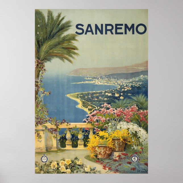 Póster Poster Viajero De San Remo Desde Una Terraza (Frente)