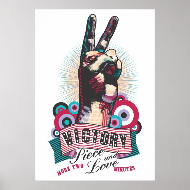 Póster Poster – Victory Peace & Love Pop-Art Design (Frente)