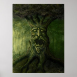 Póster poster viejo de la fantasía del árbol