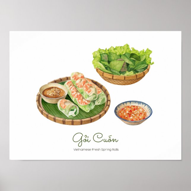Póster Poster vietnamita de Rollos Frescos de Primavera - (Frente)