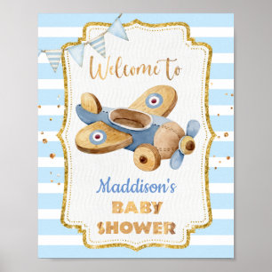 Póster Poster Vintage Airplain Baby Shower