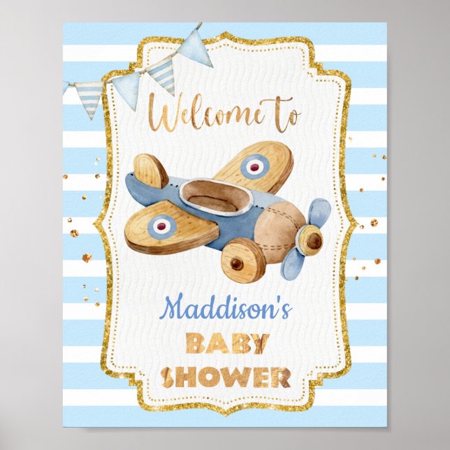 Póster Poster Vintage Airplain Baby Shower (Frente)