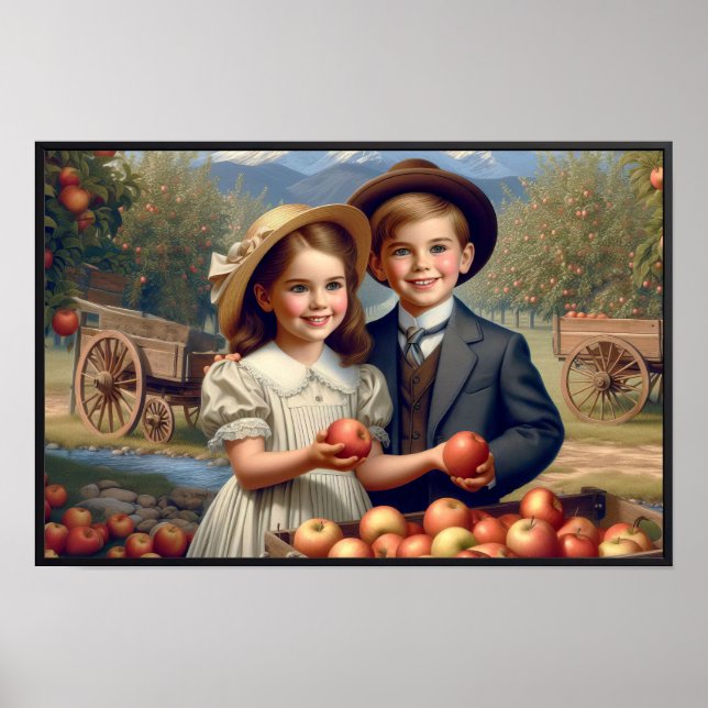 Póster Poster Vintage Apple Harvest Children (Frente)
