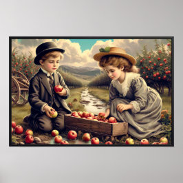 Póster Poster Vintage Apple Harvest Children