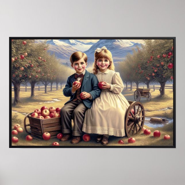 Póster Poster Vintage Apple Harvest Children (Frente)