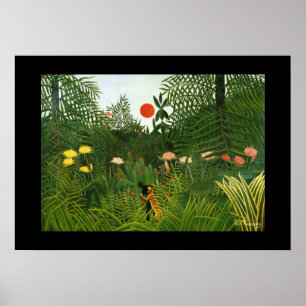Póster Poster Vintage Art man attaque par un jaguar