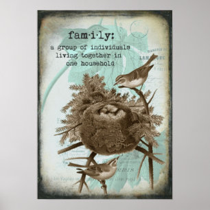 Póster Poster Vintage Bird Family