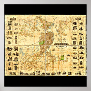Póster Poster-Vintage Boston Maps-20