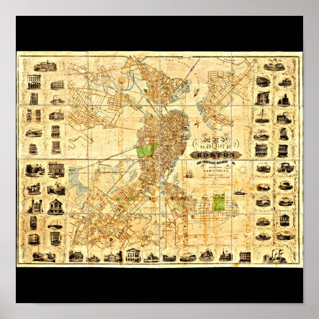 Póster Poster-Vintage Boston Maps-20 (Frente)
