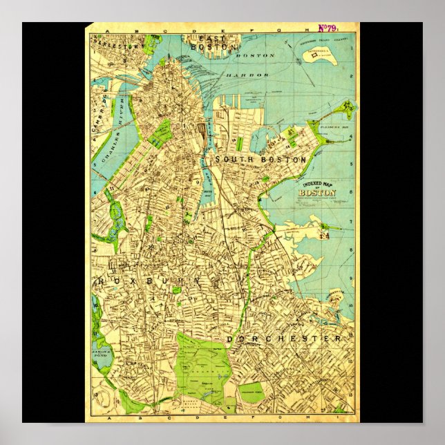Póster Poster-Vintage Boston Maps-6 (Frente)