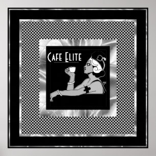 Póster Poster Vintage Cafe Elite Art Deco