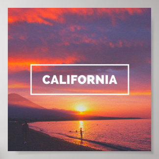 Póster Poster Vintage California Sunset Beach