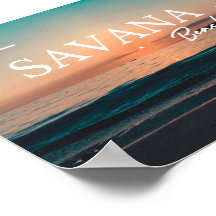 Poster Vintage California Sunset Beach