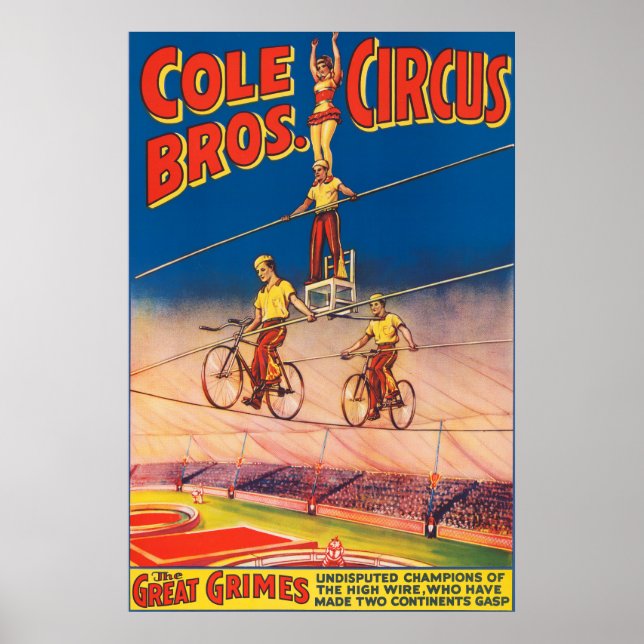 Póster Poster Vintage Circus Mostrando Acróbatas De Alta  (Frente)