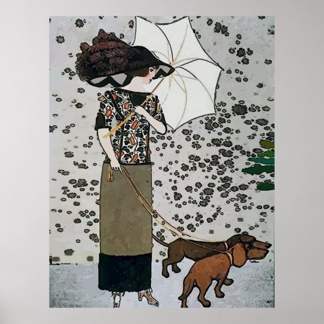 Póster Poster Vintage Dachshund (Frente)