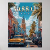 Poster vintage de Nassau Bahamas - clásico tropica