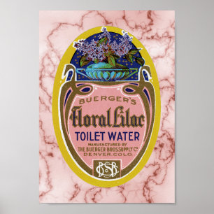 Póster Poster Vintage Floral Lilac Toilet Water Label