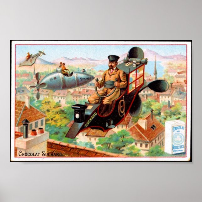 Póster Poster Vintage French Chocolate Ad, steampunk (Frente)