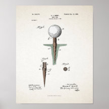 Poster Vintage Golf Tee Patent 1899