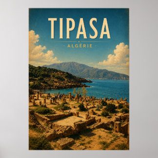 Póster Poster vintage Les ruines romaines de Tipasa