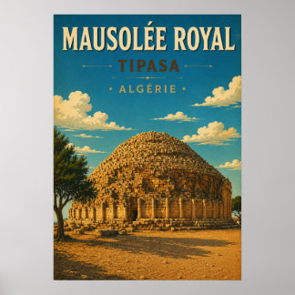 Póster Poster vintage Mausolée Royal de Tipasa - Algérie