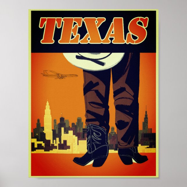 Póster Poster Vintage Texas Cowboy (Frente)