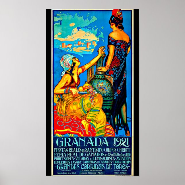 Póster Poster-Vintage Travel Art-Granada (Frente)
