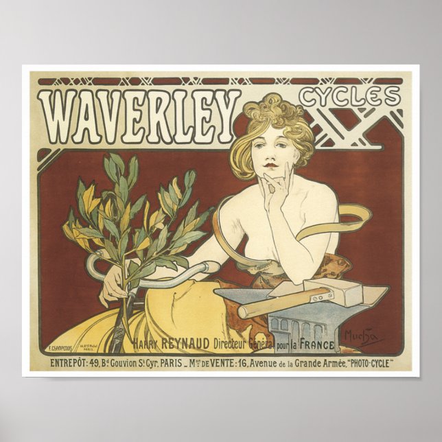 Póster Poster Vintage Waverly Cycles (Frente)