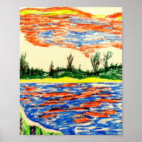 Poster: Vista reflexiva del cielo y del mar.