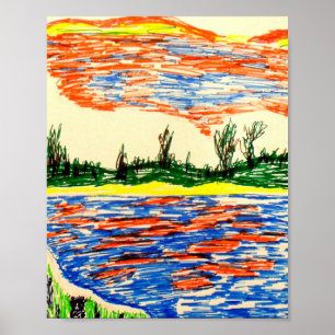 Póster Poster: Vista reflexiva del cielo y del mar.