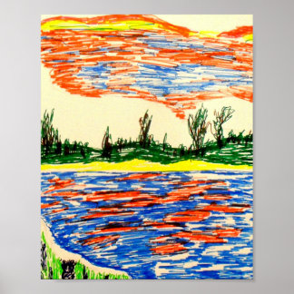 Póster Poster: Vista reflexiva del cielo y del mar.