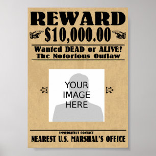 Póster Poster vivo o muerto deseado personalizado