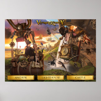 Póster Poster Voyage to Fantasy - Globo de aire caliente