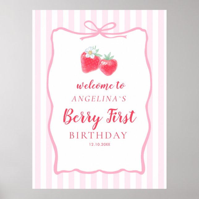 Póster  Poster Welcome Berry-Themed First Birthday  (Frente)