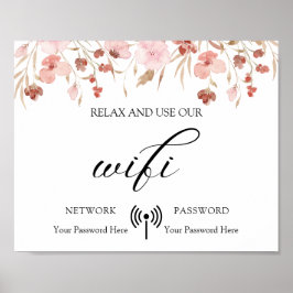 Póster Poster WIFI mínimo Boda Floral Boho