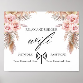 Póster Poster WIFI mínimo Boda Floral Boho