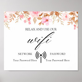 Póster Poster WIFI mínimo Boda Floral Boho