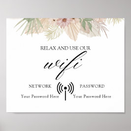 Póster Poster WIFI mínimo Boda Floral Boho