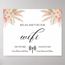 Poster WIFI mínimo Boda Floral Boho