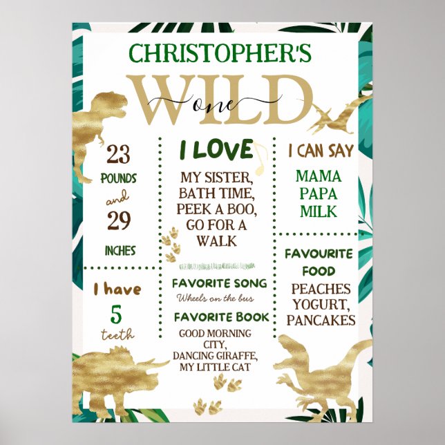 Póster Poster Wild One First Birthday Milestones (Frente)