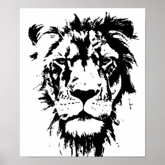 Póster Poster with a black and white print Leo