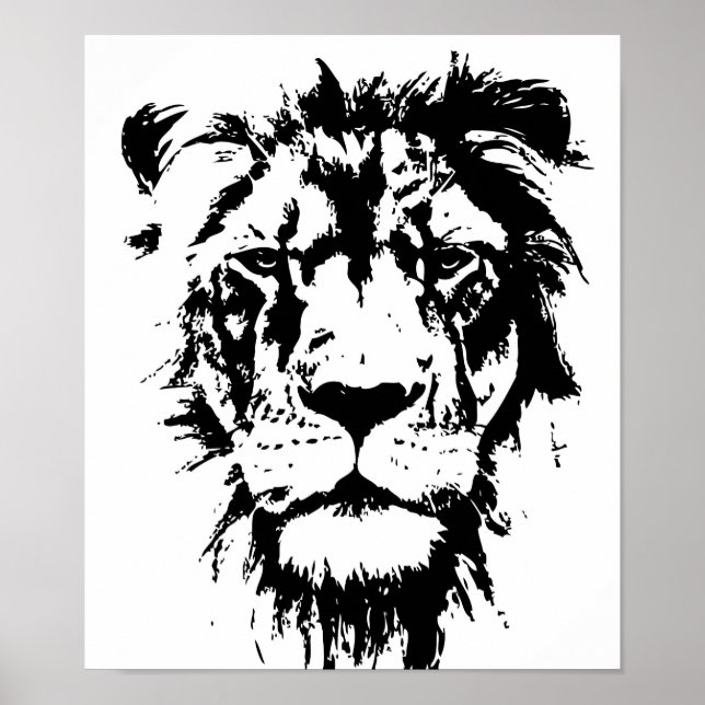 Póster Poster with a black and white print Leo (Frente)