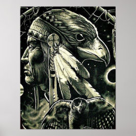 Póster Poster with Painting of Native American
