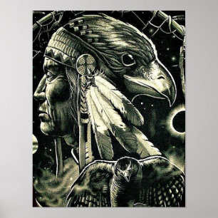 Póster Poster with Painting of Native American