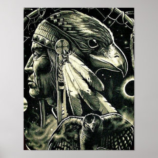 Póster Poster with Painting of Native American