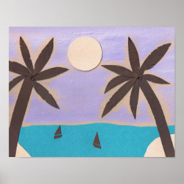 Póster Poster with Palm Trees and a Turquoise Sea