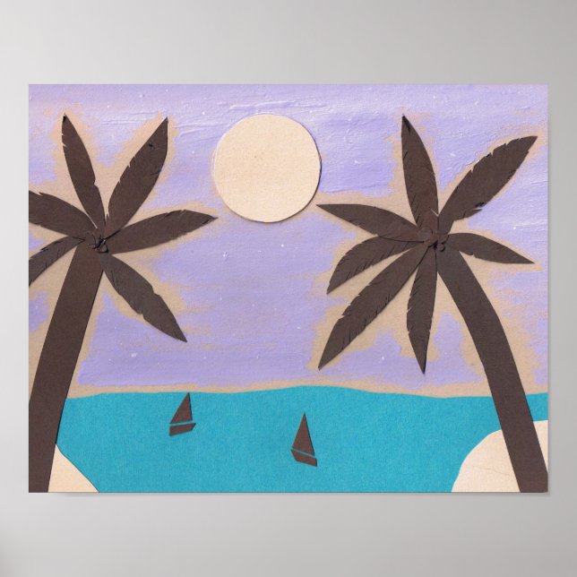 Póster Poster with Palm Trees and a Turquoise Sea (Frente)