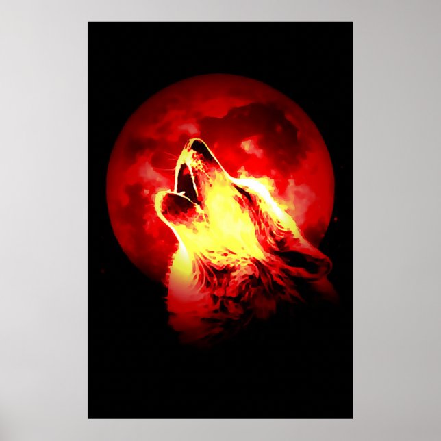 Póster Poster Wolf & Red Moon (Frente)
