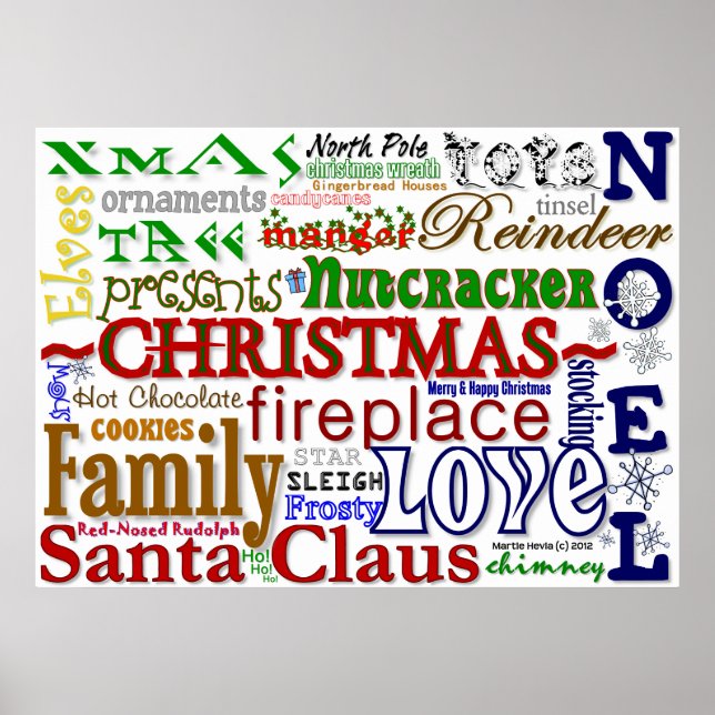 Póster Poster WordArt™ de navidades (Frente)