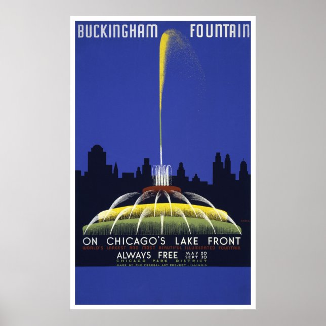 Póster Poster WPA de la fuente de Buckingham (Frente)